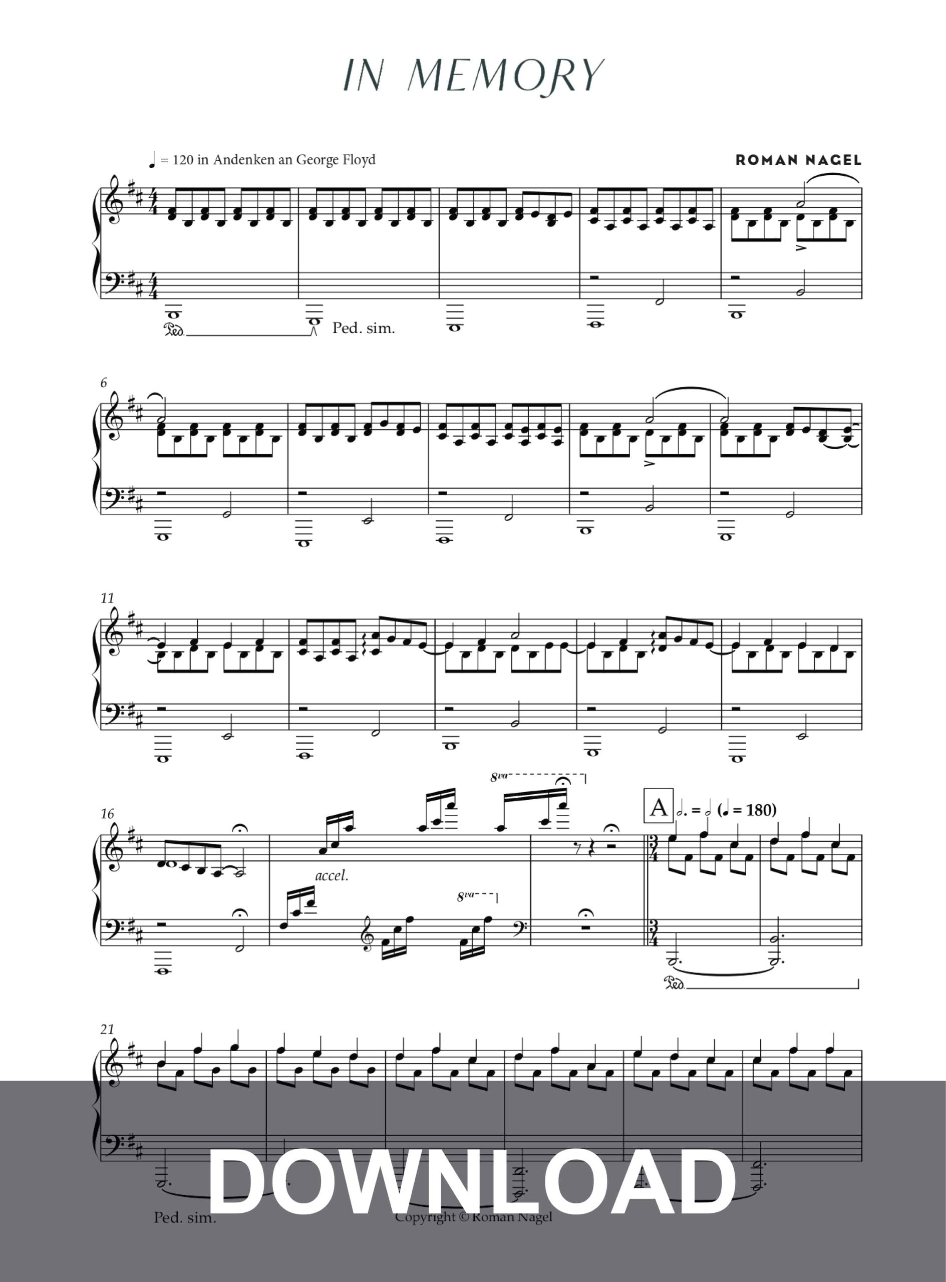 In Memory – Sheet Music – Download